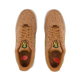 Nike Air Force 1 07 Trainers in cork-effect multi upper, contrast branding detail, white rubber sole, lace fastening, top-down view