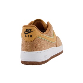 Nike Air Force 1 07 Trainers in cork-effect multi upper with gold swoosh, white midsole and gum rubber outsole, low top lace fastening