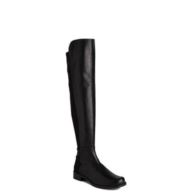 Stuart Weitzman 50/50 Suede Leather Over-The-Knee Boots in black, flat heel, stretch back panel, round toe