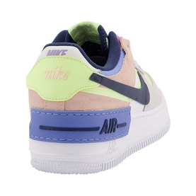 Nike Air Force 1 Shadow trainers in multi-colour with pastel pink, lilac, mint and navy panels on white sole