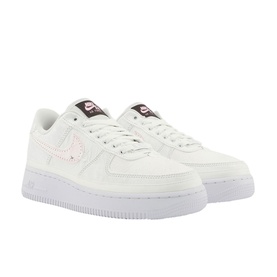 Nike Air Force 1 07 Trainers in brown and white leather with tonal swoosh detail and white rubber sole, pair angled view