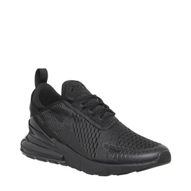 Nike Air Max 270 trainers in all-black colourway, mesh and synthetic upper with Air cushioning unit visible at heel