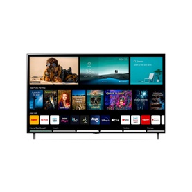 LG 77 Inch 4K OLED A16 Smart TV in black, front view showing smart home screen interface with streaming apps