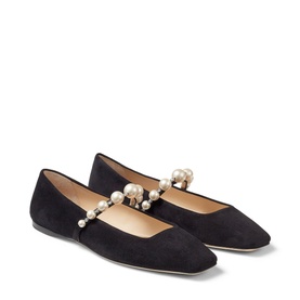 Ade Pearl-Embellished Suede Ballet Flats