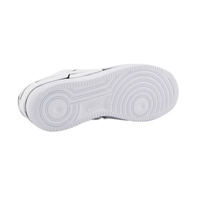 Nike Air Force 1/1 Trainers in white, sole view showing circular traction pattern and clean white rubber outsole