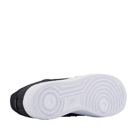 Nike Air Force 1 07 Trainers in black, sole view showing chunky white rubber outsole with circular tread pattern