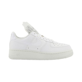 Nike Air Force 1 07 Trainers in white leather, low top with chunky white rubber sole and tonal Swoosh branding