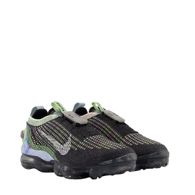 Nike Air Vapourmax 2020 Trainers in black with lime green knit detailing, blue heel tab, and full Air sole unit
