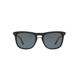 Giorgio Armani Square Sunglasses AR8107 53 in black with dark grey lenses, keyhole bridge, and acetate square frames