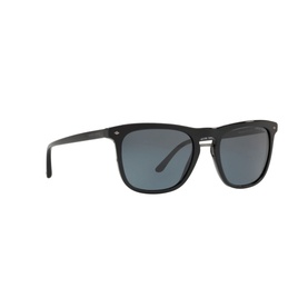 Giorgio Armani Square Sunglasses AR8107 53 in black, square acetate frames with dark grey lenses and silver bridge detail