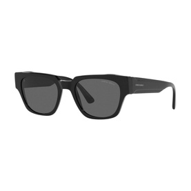 Giorgio Armani AR8147 Rectangle Sunglasses in black acetate with dark grey lenses and chunky square frames