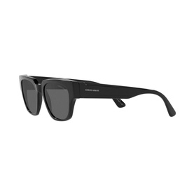 Giorgio Armani AR8147 Rectangle Sunglasses in black acetate with dark lenses, angled side view showing thick square frames