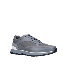 Hugo Boss Arigon Trainers in grey, leather and mesh upper, white midsole, dark navy outsole, lace-up fastening