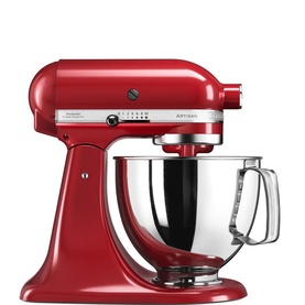 KitchenAid Artisan Mixer 125 in empire red with stainless steel bowl, tilt-head design and chrome detailing