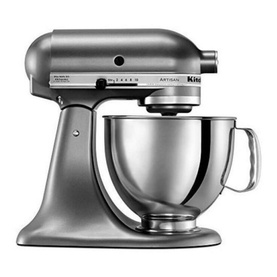 KitchenAid 4.8L Artisan Stand Mixer in grey with stainless steel bowl and tilt-head design