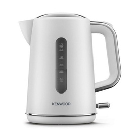 Kenwood Abbey Lux 1.7L Kettle in white with chrome accents, water level indicator, and ergonomic handle