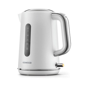 Kenwood Abbey Lux 1.7L Kettle in white with chrome accents, ergonomic handle, and water level indicator window