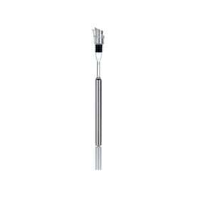 AdHoc Icepour Cooling Stick Pourer, slim stainless steel rod with black rubber stopper and silver flower-shaped pourer head
