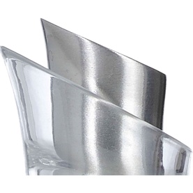 AdHoc Icepour Cooling Stick Pourer, brushed silver metal insert resting inside a clear transparent vessel, close-up detail shot