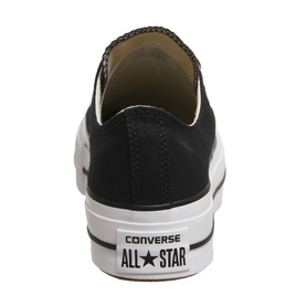 Converse All Star Platform Low Tops in black canvas, rear view showing white platform sole and iconic All Star heel tab