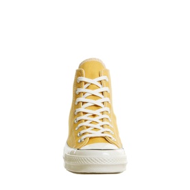 Converse All Star 70s High Tops in yellow canvas with white laces and cream sole, front-facing view