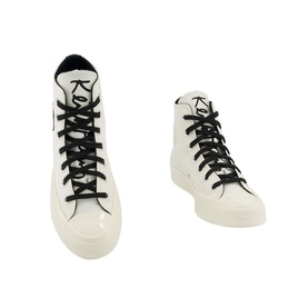 Converse All Star Hi 70s Trainers in black and white canvas with black laces, chunky white sole, high-top silhouette