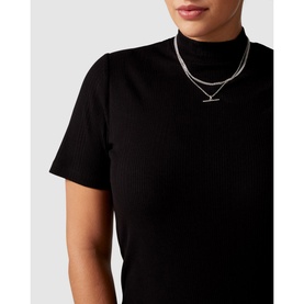 Aisha High Neck Rib Dress