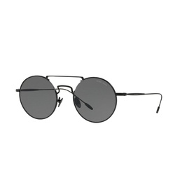 Giorgio Armani Round Sunglasses AR6072 51 in black, round metal frames with double bridge and dark grey lenses
