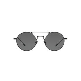 Giorgio Armani Round Sunglasses AR6072 51 in black with round lenses, double bridge, and black metal frame