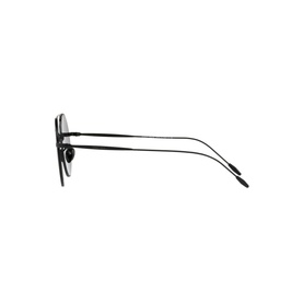 Giorgio Armani Round Sunglasses AR6072 51 in black, side profile view showing slim metal temples and bridge detail