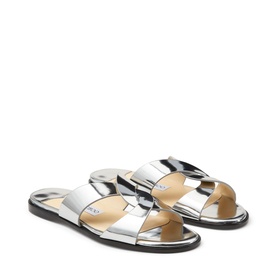 Atia Metallic Leather Flat Sandals