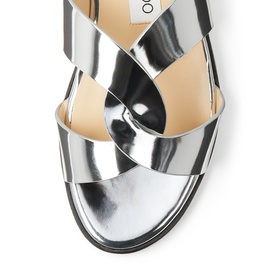 Atia Metallic Leather Flat Sandals