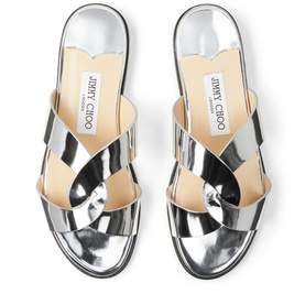 Atia Metallic Leather Flat Sandals