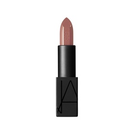NARS Audacious Lipstick in Barbara, a warm mauve-nude shade, in sleek black bullet casing