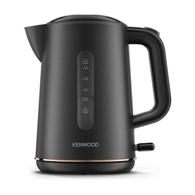 Kenwood Abbey Lux 1.7L Kettle in black with rose gold accent trim, water level indicator, and ergonomic handle on white background