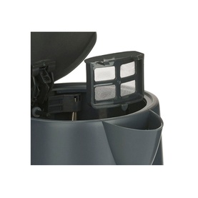 Kenwood Abbey Lux 1.7L Kettle in black, close-up showing open lid with removable mesh limescale filter detail