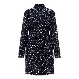 Phase Eight Alexandra Ditsy Print Shirt Dress in blue, all-over tulip print, shirt collar, long sleeves, tie belt, flared skirt