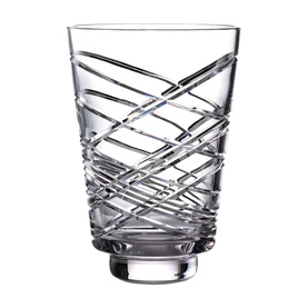Waterford Aran Vase 30cm, clear crystal with engraved diagonal swirl cut pattern detail