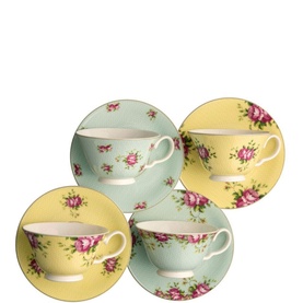 Archive Rose Teacups & Saucers (Set of 4)
