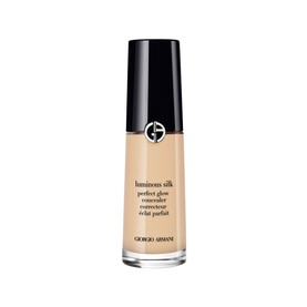 Armani Beauty Luminous Silk Lightweight Liquid Concealer, 12ml, in a glass bottle with black cap, light beige shade visible through bottle