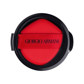 Armani Beauty To Go Cushion Refill in black compact with red cushion applicator and branded elasticated band