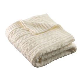 Aran Knit Throw Soft White 195cm