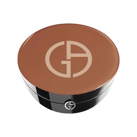 Armani Beauty Luminous Silk Glow Fusion Face Powder in a round tan compact with gold GA logo on lid