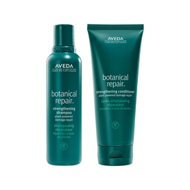 Aveda Botanical Repair Strengthening Shampoo and Conditioner duo set in teal green packaging