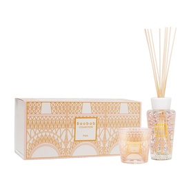 BAOBAB My First Baobab Gift Box Paris gift set with reed diffuser, votive candle, and decorative pink and gold gift box