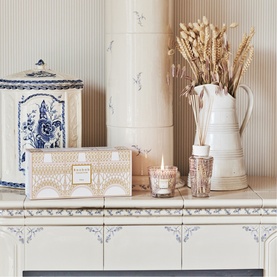BAOBAB My First Baobab Gift Box Paris multi gift set styled on a mantelpiece, featuring candle, diffuser, and decorative gift box.