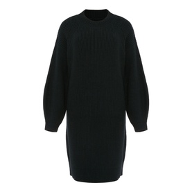 Phase Eight Austina Chunky Stitch Knit Dress in green, round neck, balloon sleeves, chunky ribbed knit, knee length