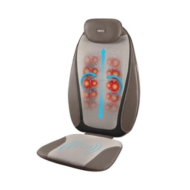 Homedics Shiatsu Pro Back Massage Chair in grey-brown, showing massage node panel and seat cushion with heat indicator graphic