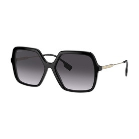 Burberry BE4324 Square Sunglasses in black acetate with oversized frames, gradient grey lenses and gold-tone temple detail