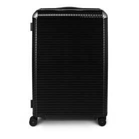 FPM Bank Light Spinner 68 suitcase in black, ribbed hardshell with four spinner wheels and top carry handle